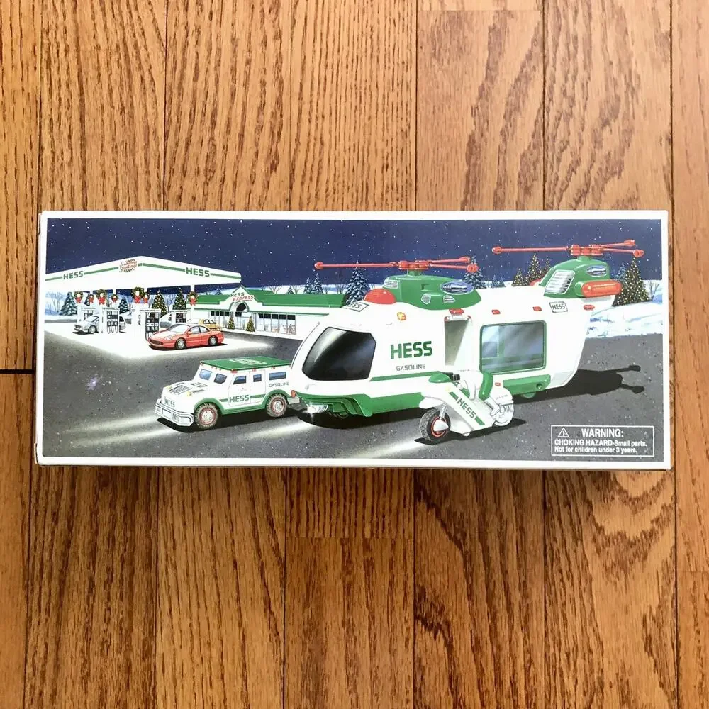 Hess Helicopter with Motorcycle & Cruiser Lights Sound & Rotors Collector’s NWT